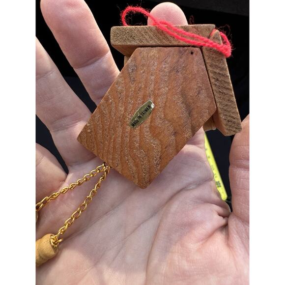 Vintage Christmas Ornament Wood Cuckoo Clock 4.5" Holiday Tree Decor -LO2 - Picture 4 of 5